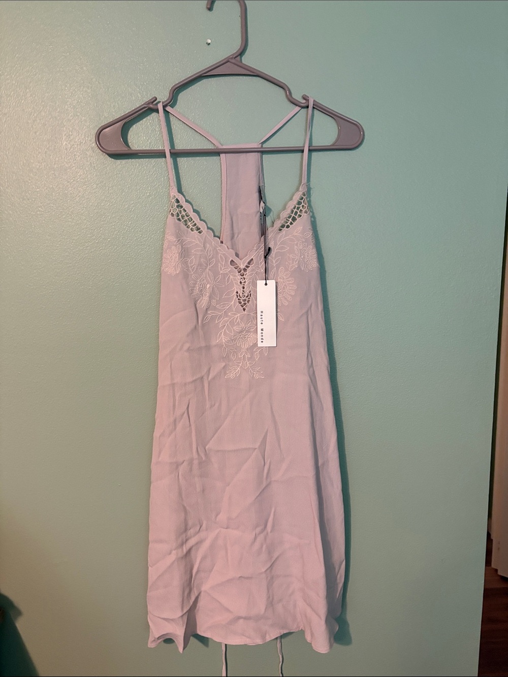 Haute Monde Dusty Lavender Embroidered Lace-Trim Cami